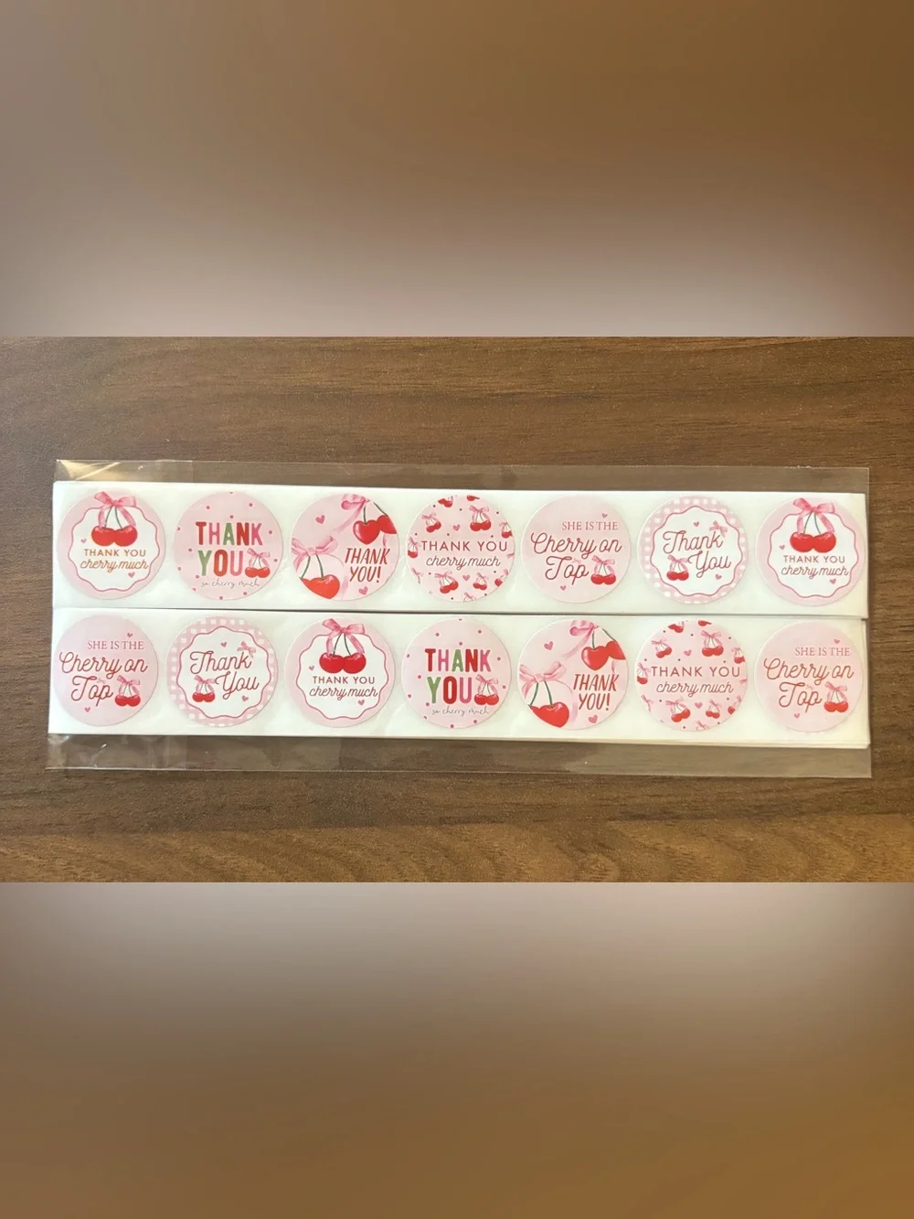 25 Thank You So Cherry Much Cards w/100 Matching 1” Cherry Stickers